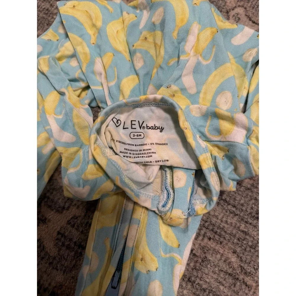 Lev Baby Banana Blue Bamboo Onesie Zippie Pajamas